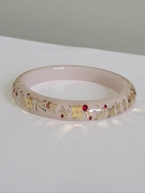 Louis Vuitton Monogram Pink Gold Resin Inclusion Luxury Narrow Bangle Bracelet